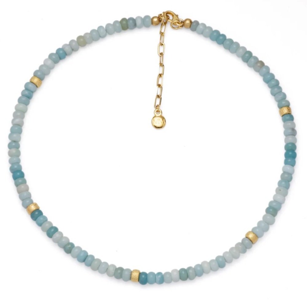 NEW Mayamar Amazonite Beaded Necklace with 24K Gold Plating 16”-18”
